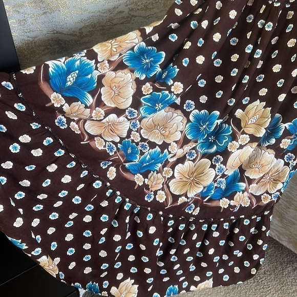 Women’s Brown/Cream Floral Print Tiered Maxi Dress - Picture 8 of 12